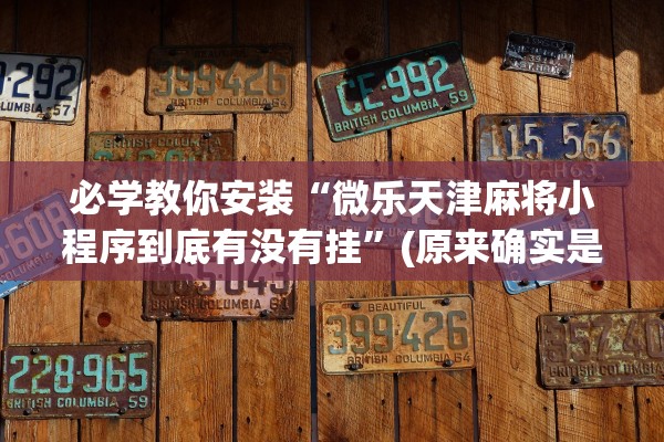 必学教你安装“微乐天津麻将小程序到底有没有挂”(原来确实是有插件)
