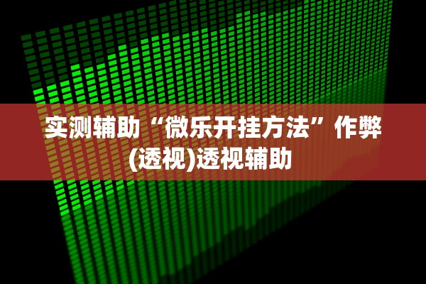 实测辅助“微乐开挂方法”作弊(透视)透视辅助 