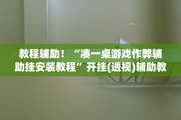 教程辅助！“凑一桌游戏作弊辅助挂安装教程	”开挂(透视)辅助教程