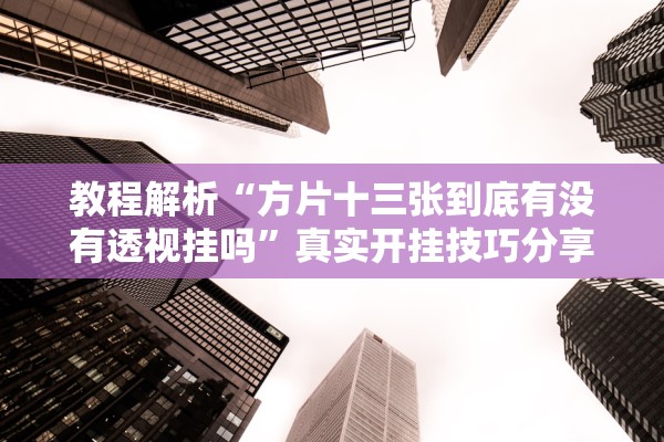 教程解析“方片十三张到底有没有透视挂吗”真实开挂技巧分享
