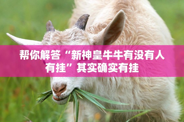 帮你解答“新神皇牛牛有没有人有挂”其实确实有挂