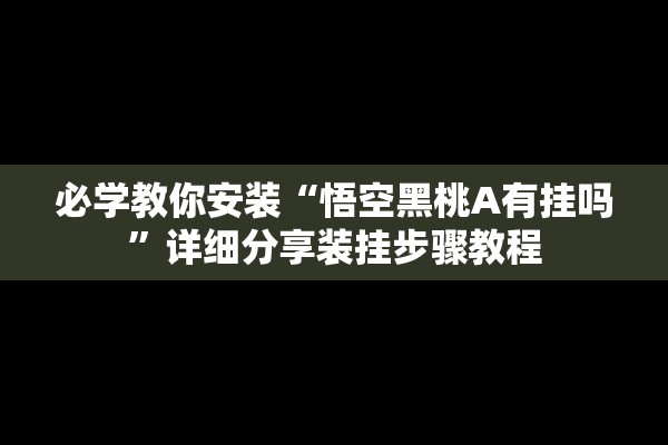 必学教你安装“悟空黑桃A有挂吗”详细分享装挂步骤教程