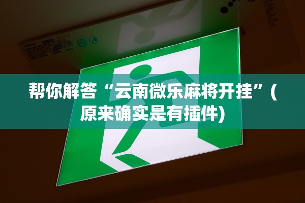 帮你解答“云南微乐麻将开挂”(原来确实是有插件)