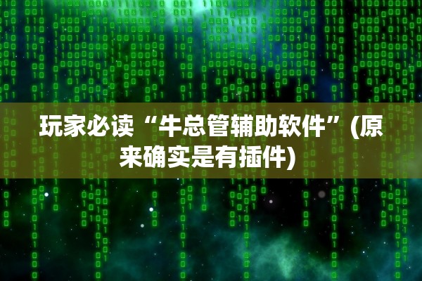 玩家必读“牛总管辅助软件	”(原来确实是有插件) 