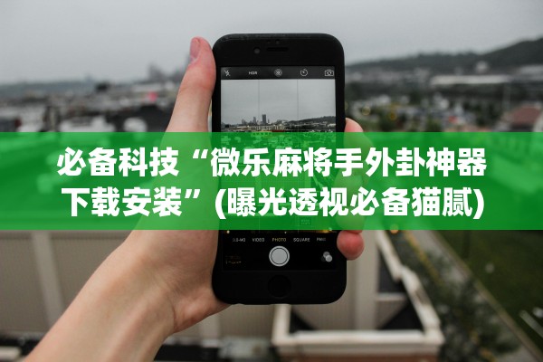 必备科技“微乐麻将手外卦神器下载安装”(曝光透视必备猫腻)