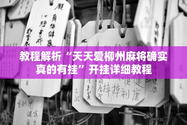 教程解析“天天爱柳州麻将确实真的有挂”开挂详细教程