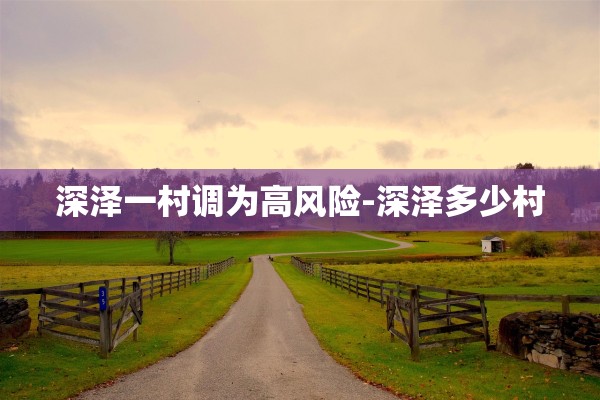 深泽一村调为高风险-深泽多少村