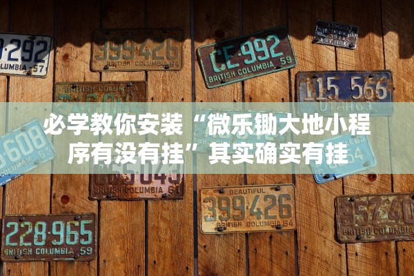 必学教你安装“微乐锄大地小程序有没有挂”其实确实有挂