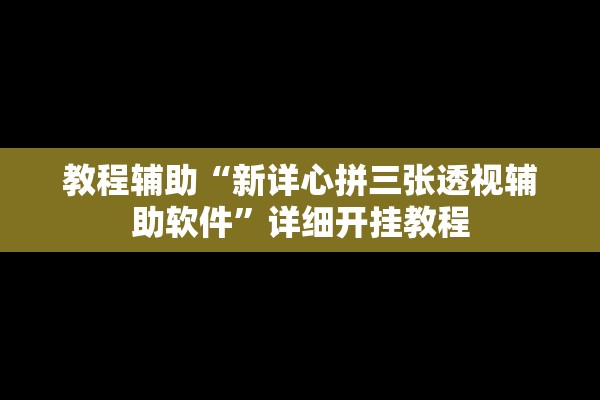 教程辅助“新详心拼三张透视辅助软件”详细开挂教程