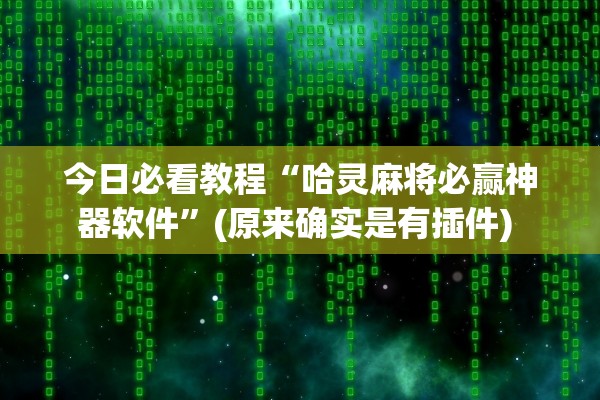 今日必看教程“哈灵麻将必赢神器软件”(原来确实是有插件) 