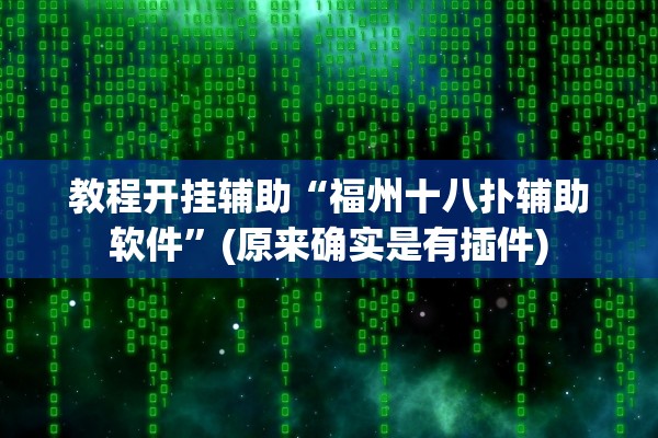 教程开挂辅助“福州十八扑辅助软件”(原来确实是有插件)