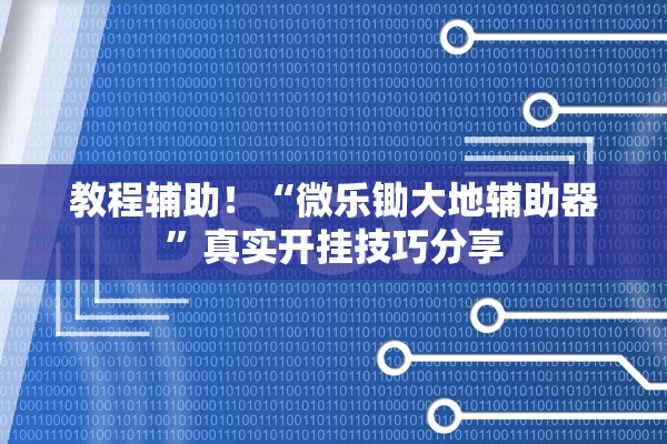 教程辅助！“微乐锄大地辅助器”真实开挂技巧分享