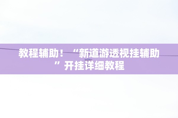 教程辅助！“新道游透视挂辅助”开挂详细教程