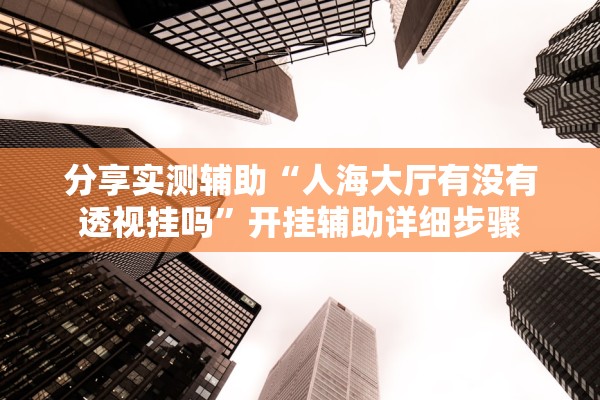 分享实测辅助“人海大厅有没有透视挂吗”开挂辅助详细步骤