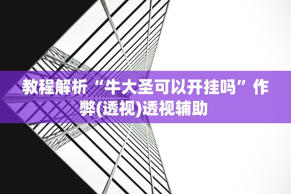 教程解析“牛大圣可以开挂吗”作弊(透视)透视辅助 