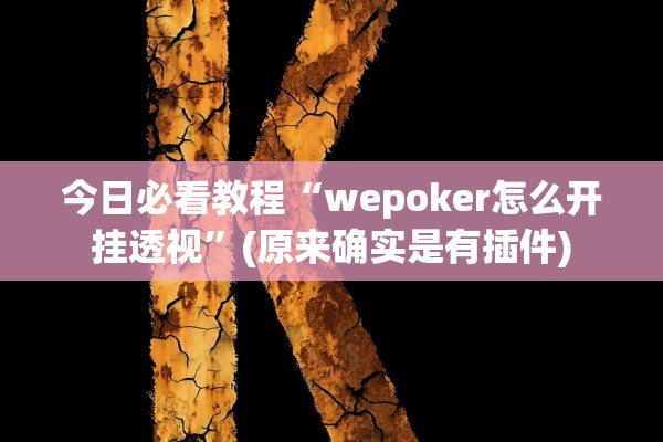 今日必看教程“wepoker怎么开挂透视”(原来确实是有插件)