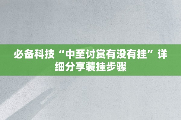 必备科技“中至讨赏有没有挂”详细分享装挂步骤