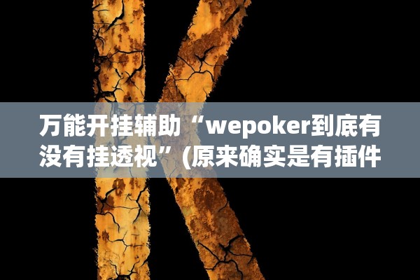 万能开挂辅助“wepoker到底有没有挂透视”(原来确实是有插件) 