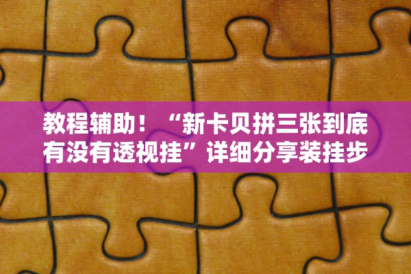 教程辅助！“新卡贝拼三张到底有没有透视挂”详细分享装挂步骤