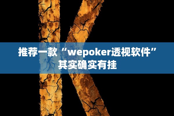 推荐一款“wepoker透视软件	”其实确实有挂