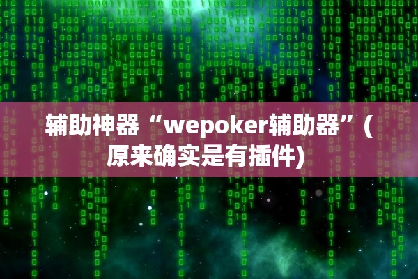 辅助神器“wepoker辅助器”(原来确实是有插件) 