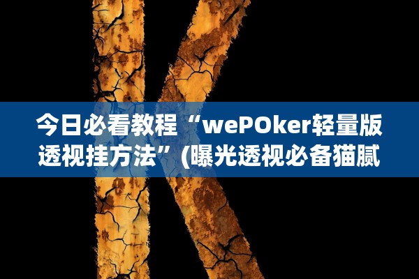 今日必看教程“wePOker轻量版透视挂方法”(曝光透视必备猫腻)
