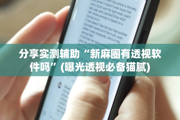 分享实测辅助“新麻圈有透视软件吗”(曝光透视必备猫腻)