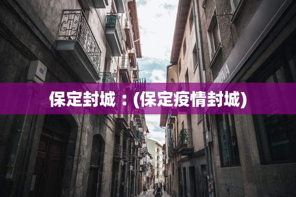 保定封城︰(保定疫情封城)