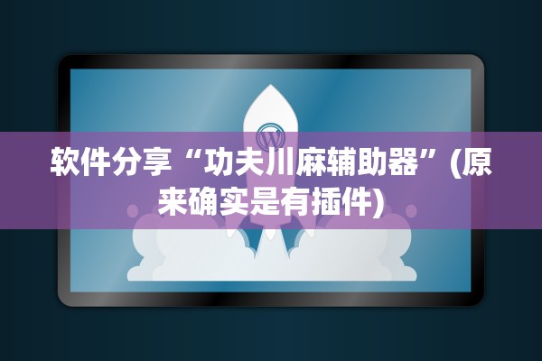 软件分享“功夫川麻辅助器”(原来确实是有插件)