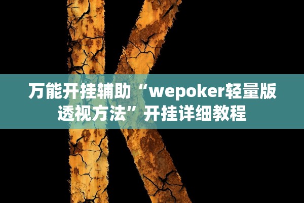 万能开挂辅助“wepoker轻量版透视方法”开挂详细教程