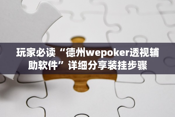 玩家必读“德州wepoker透视辅助软件”详细分享装挂步骤