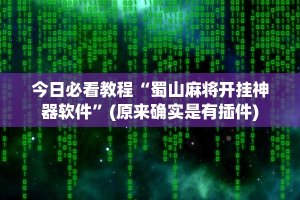 今日必看教程“蜀山麻将开挂神器软件”(原来确实是有插件)