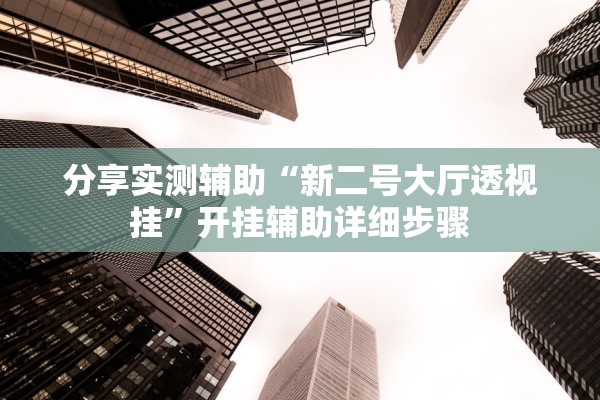 分享实测辅助“新二号大厅透视挂	”开挂辅助详细步骤