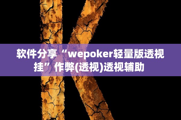 软件分享“wepoker轻量版透视挂”作弊(透视)透视辅助 