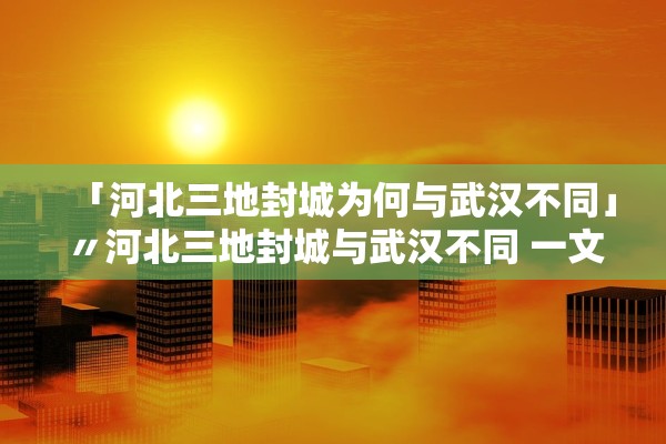 「河北三地封城为何与武汉不同」〃河北三地封城与武汉不同 一文读懂