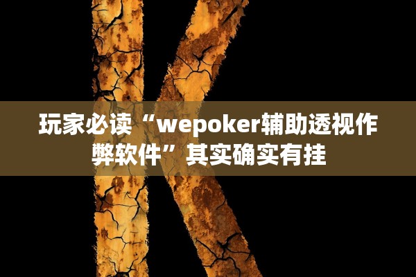 玩家必读“wepoker辅助透视作弊软件	”其实确实有挂
