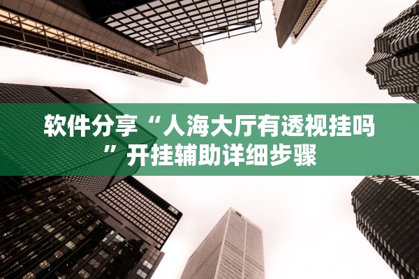 软件分享“人海大厅有透视挂吗”开挂辅助详细步骤