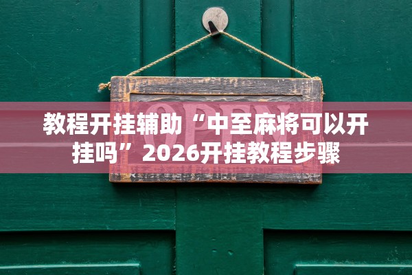 教程开挂辅助“中至麻将可以开挂吗”2026开挂教程步骤