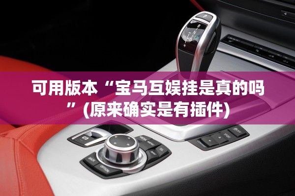 可用版本“宝马互娱挂是真的吗	”(原来确实是有插件)