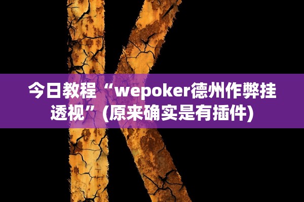 今日教程“wepoker德州作弊挂透视	”(原来确实是有插件)