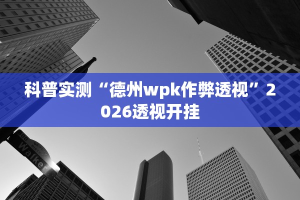 科普实测“德州wpk作弊透视”2026透视开挂