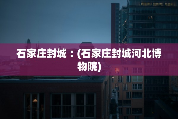 石家庄封城︰(石家庄封城河北博物院) 石家庄封城︰(石家庄封城河北博物院)