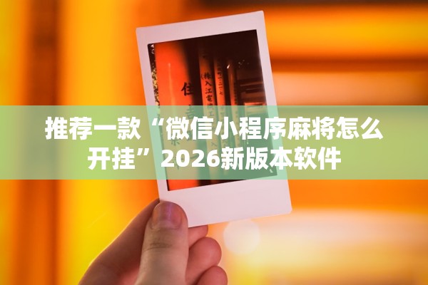 推荐一款“微信小程序麻将怎么开挂”2026新版本软件
