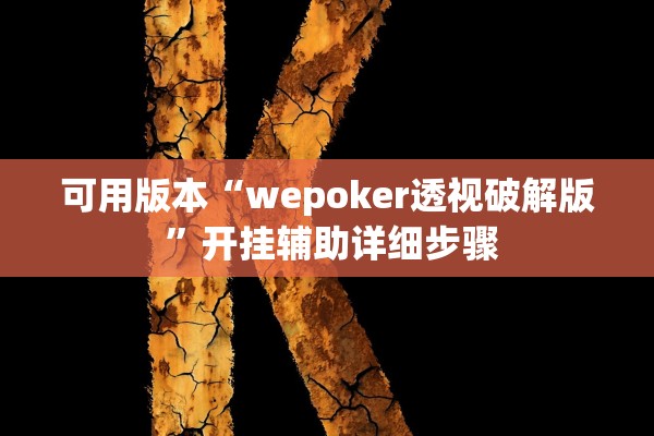 可用版本“wepoker透视破解版 	”开挂辅助详细步骤