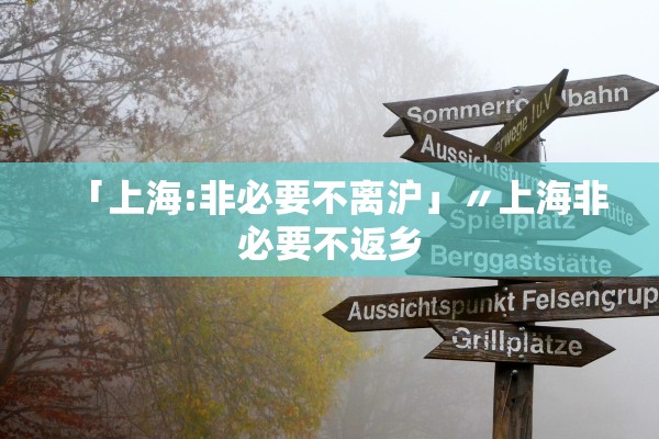 「上海:非必要不离沪」〃上海非必要不返乡