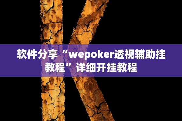 软件分享“wepoker透视辅助挂教程	”详细开挂教程