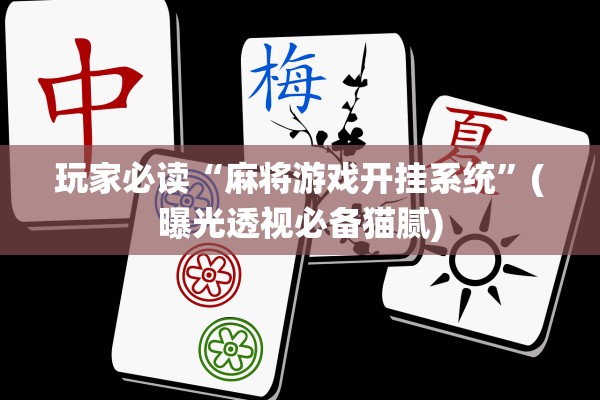 玩家必读“麻将游戏开挂系统”(曝光透视必备猫腻)