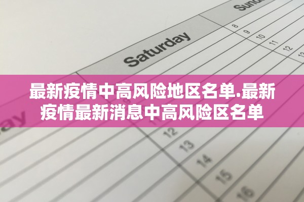 最新疫情中高风险地区名单.最新疫情最新消息中高风险区名单 最新疫情中高风险地区名单.最新疫情最新消息中高风险区名单