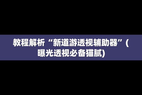 教程解析“新道游透视辅助器”(曝光透视必备猫腻)