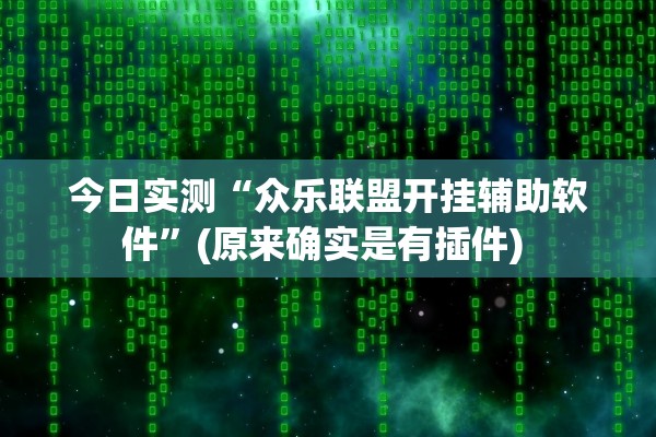 今日实测“众乐联盟开挂辅助软件”(原来确实是有插件) 